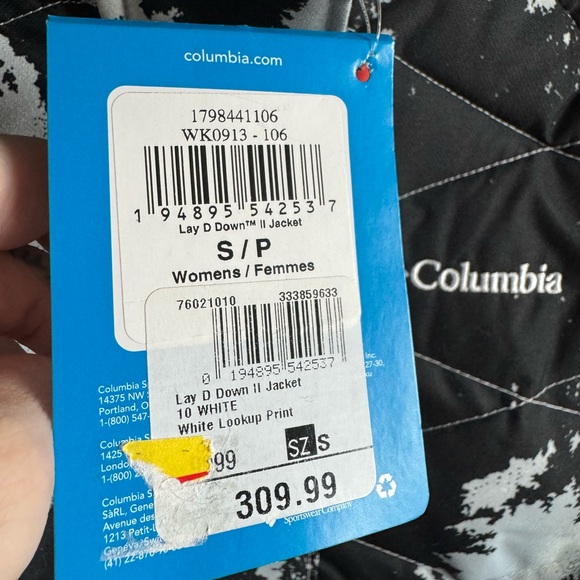 BRAND NEW* S Columbia Women’s Lay D Down Jacket - White Lookup Print - Picture 5 of 14